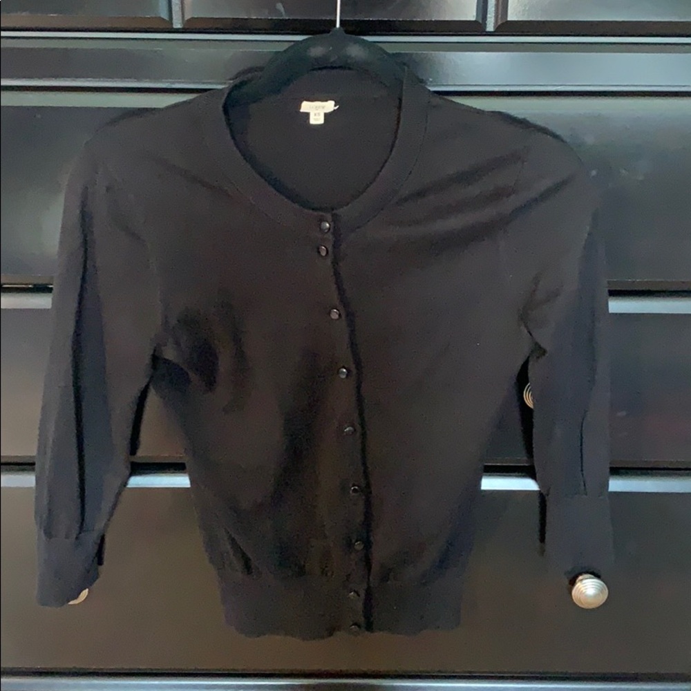 J Crew 3/4 Sleeve Cardigan, Black XS